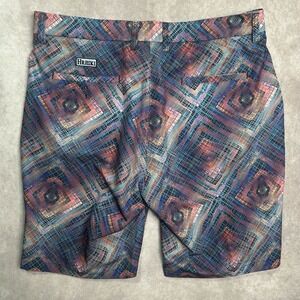Hreski Nesting Squares Geometric Golf Shorts Performance Sz 36 Flat Front Chinos